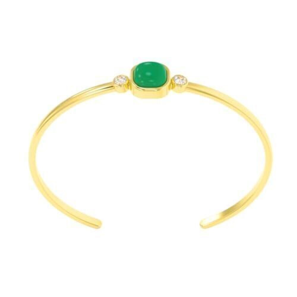 2121 Green Onyx Bracelet – 925 Sterling Silver 18K Gold Plated – Adjustable